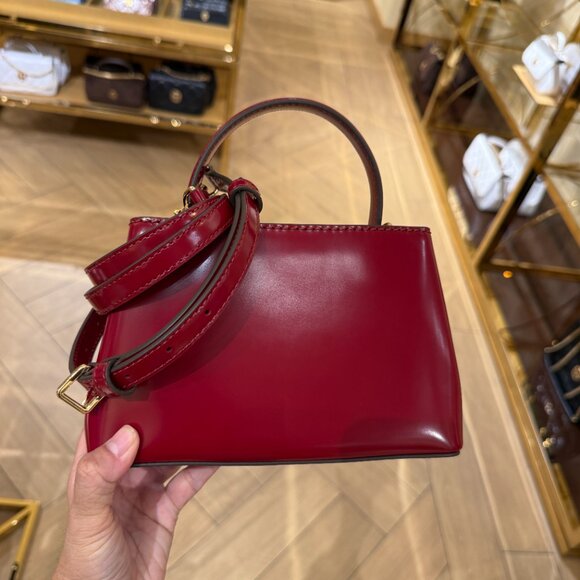 Tory Burch Britten Mini Satchel 162831 Bartlett Red, $450 - Picture 3 of 9